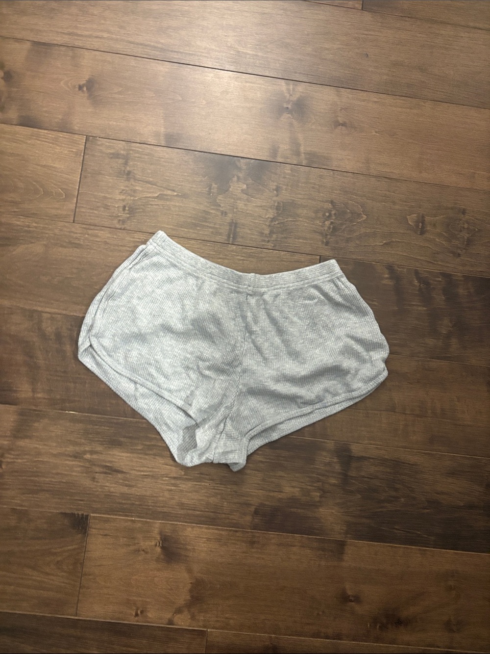 Women's Light Gray Shorts - Comfortable Lounge Briefs waffle